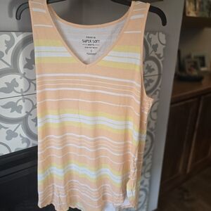Torrid Peach and White Striped Tank Top
